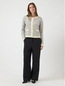 YASLIVIA LS SHORT KNIT CARDIGAN BIRCH/DAZZLING BLUE