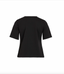 VIKAMILLE  S/S O-NECK BUTTON TOP BLACK