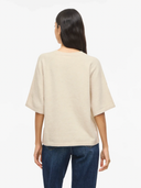 VILIGA 2/4 O-NECK KNIT TOP - BIRCH DETAIL MELANGE
