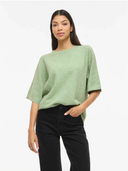 VILIGA 2/4 O-NECK KNIT TOP - SMOKE GREEN