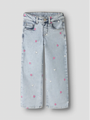 NMFROSE WIDE EMB JEANS 2633 - LIGHT BLUE BLEACHED