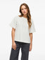 VIMONIE FLOWER EMB S/S  O-NECK SNOW WHITE EMB WHITE FLOWERS