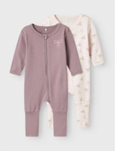 NBFNIGHTSUIT 2P ZIP FF PINK BOW