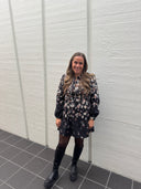 VIELMA O-NECK L/S  SHORT DRESS BLACK BEAUTY/BROWN FLOWERS