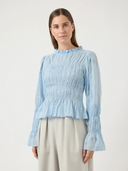YASRAVA LS SMOCK TOP - SKYWAY/STAR WHITE