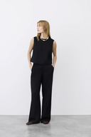 VILANNA S/L BUTTON TOP - BLACK