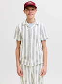 JJECOBA JORCOBA STRIPE RESORT SHIRT SS SN JNR - CLOUD DANCER