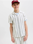 JJECOBA JORCOBA STRIPE RESORT SHIRT SS SN JNR - CLOUD DANCER