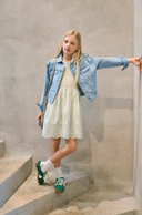 KOGBONDI LIFE STRAP EMB DRESS WVN - CLOUD DANCER