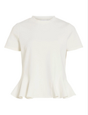 VIVELMERA O-NECK S/S PEPLUM T-SHIRT - SNOW WHITE