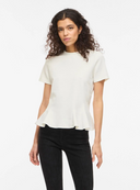 VIVELMERA O-NECK S/S PEPLUM T-SHIRT - SNOW WHITE