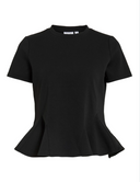 VIVELMERA O-NECK S/S PEPLUM T-SHIRT - BLACK BEAUTY
