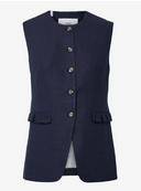 YASAGANA LINEN BLEND WAISTCOAT - NAVY BLAZER