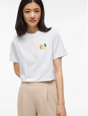 VINORA S/S T-SHIRT - BRIGHT WHITE/SEQUINS/EMB LEMON