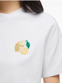 VINORA S/S T-SHIRT - BRIGHT WHITE/SEQUINS/EMB LEMON