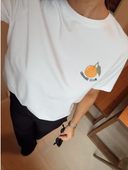 VINORA S/S T-SHIRT - BRIGHT WHITE EMB ORANGE
