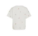 VIMONIE EMB O-NECK S/S/RN - SNOW WHITE/EMB FLOWER