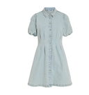 VISOL 2/4 PUFF SLEEVE DENIM DRESS - LIGHT BLUE DENIM