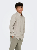 OSJCAIDEN LIFE LS LINEN SHIRT - CHINCHILLA