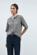 VILIGA 2/4  O-NECK KNIT CARDIGAN - FALCON MELANGE
