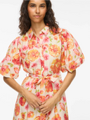 VIALINIA SOL 2/4 MIDI SHIRT DRESS - SNOW WHITE/FLOWERS