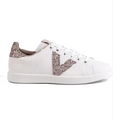 VICTORIA TENIS LOW SNEAKERS LEATHER & LOGO & GLITTER BACK NUDE