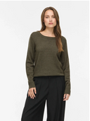VIRIL O-NECK L/S KNIT TOP - FOREST NIGHT DARK MELANGE