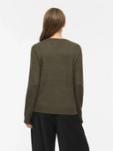 VIRIL O-NECK L/S KNIT TOP - FOREST NIGHT DARK MELANGE