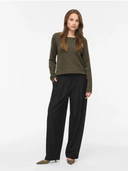 VIRIL O-NECK L/S KNIT TOP - FOREST NIGHT DARK MELANGE