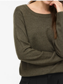 VIRIL O-NECK L/S KNIT TOP - FOREST NIGHT DARK MELANGE