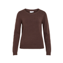 VIRIL O-NECK L/S KNIT TOP - COFFEE BEAN