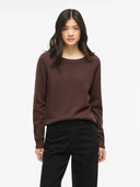VIRIL O-NECK L/S KNIT TOP - COFFEE BEAN