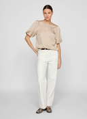 VIELLETTE 2/4 SATIN PUFF TOP - NOOS CEMENT