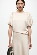 VIELLETTE 2/4 SATIN PUFF TOP - NOOS CEMENT