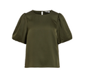 VIELLETTE 2/4 SATIN PUFF TOP - FOREST NIGHT