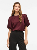VIELLETTE 2/4 SATIN PUFF TOP -  PORT ROYALE