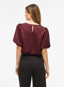VIELLETTE 2/4 SATIN PUFF TOP -  PORT ROYALE