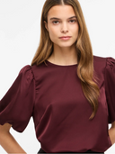 VIELLETTE 2/4 SATIN PUFF TOP -  PORT ROYALE