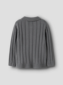 NMMLOMON LS LOOSE KNIT POLO LIL - POPPY SEED
