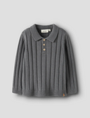 NMMLOMON LS LOOSE KNIT POLO LIL - POPPY SEED