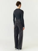 YASROSIE HW STRAIGHT JEANS - DARK GREY DENIM