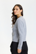 LIV KNIT CARDIGAN - GREY MELANGE