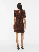 VIBELIEVE O-NECK PUFF SHORT DRESS - COFFEE BEAN