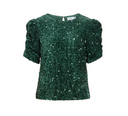 VIBELIEVE O-NECK PUFF SEQUINS TOP - PINENEEDLE