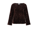 VIFAITH BOAT NECK L/S SEQUIN TOP - COFFEE BEAN