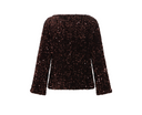 VIFAITH BOAT NECK L/S SEQUIN TOP - COFFEE BEAN