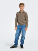 OSJEMIL REG LS ZIP POLO KNIT - FALCON