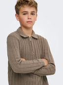 OSJEMIL REG LS ZIP POLO KNIT - FALCON