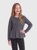 KOGPIRUET LS PEPLUM CARDIGAN KNT DARK GREY MELANGE