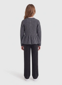 KOGPIRUET LS PEPLUM CARDIGAN KNT DARK GREY MELANGE